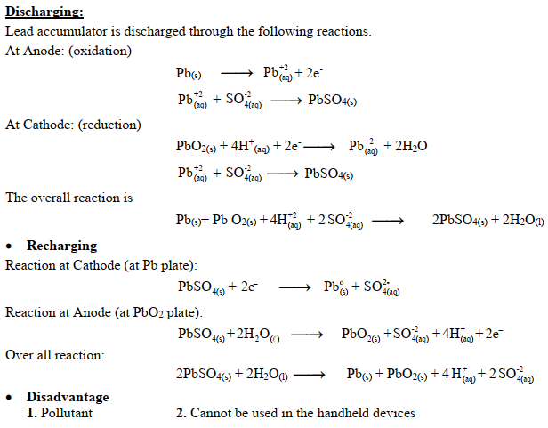 Lead accuulator chemistry